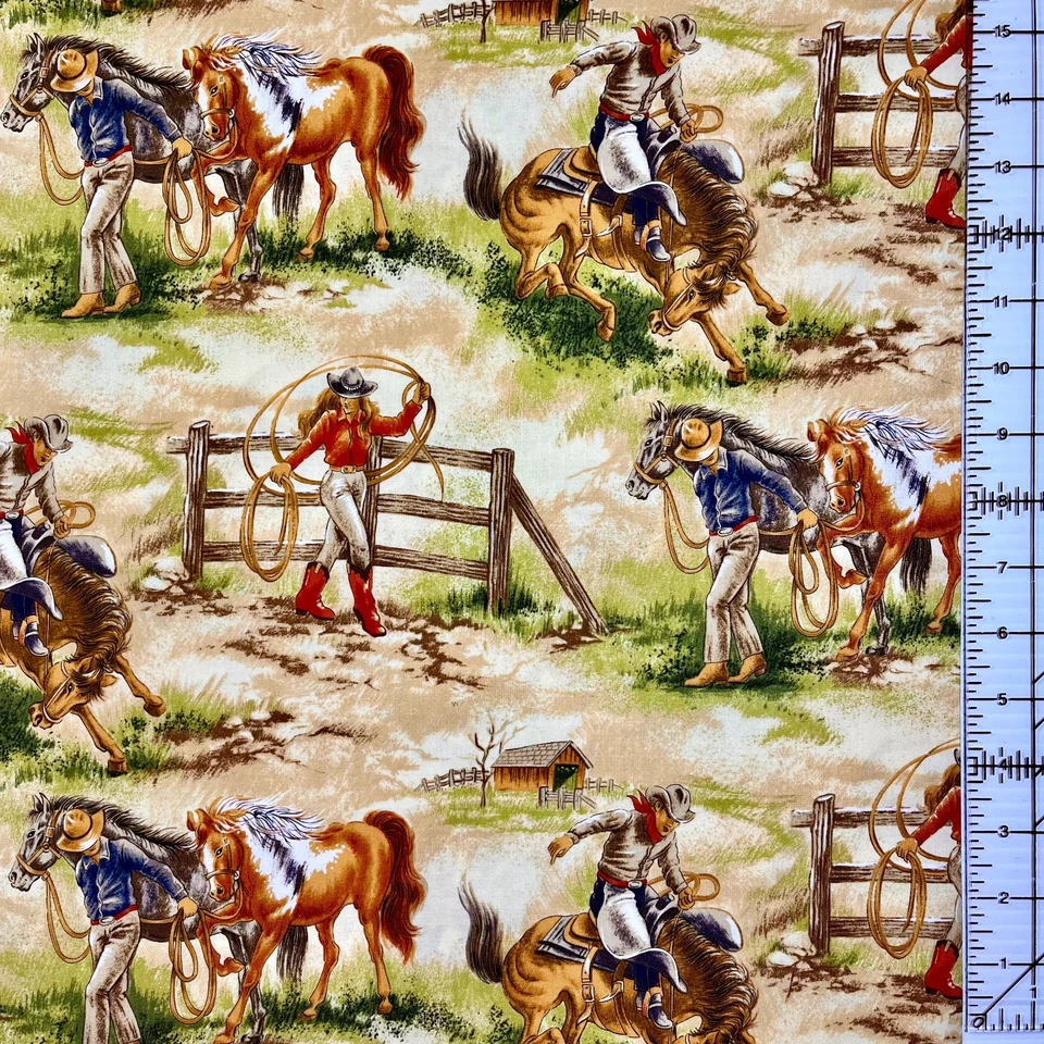 Tela de vaquero Ride 'Em de Fabri-Quilt #8680 1,25 yardas 100 % algodón Foto 4 de 4