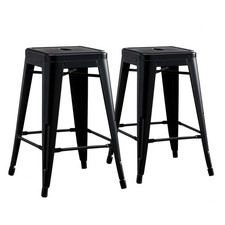 24” Metal Backless Barstool Set of 2 – Country Rustic Style, Lightweight & St...