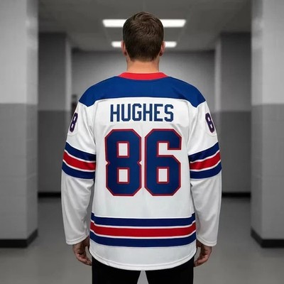 HOT! Jack Hughes USA Hockey Jersey Men Team USA Ice Hockey Shirt S-5XL