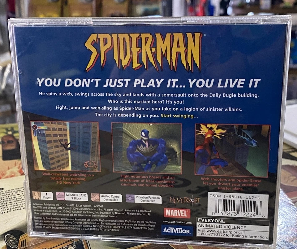 Vintage 2000 PlayStation PS1 Spider-Man CIB Complete Black Label Activision - Image 2 of 4
