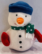 Vintage Eden Toys Plush Stuffed Snowman Christmas Winter Decor FLAW READ BIN 2