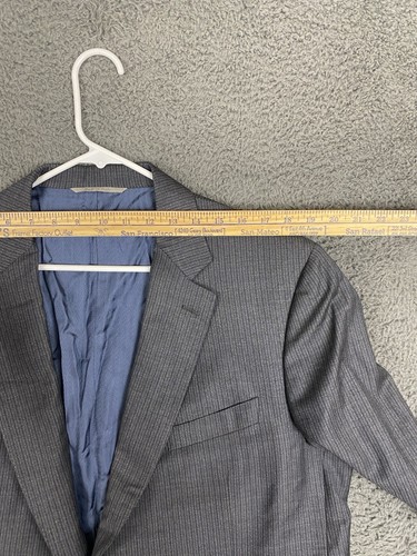 Canali Mens Striped Gray Blue Two Button 48R Blazer Flaws - Picture 15 of 17