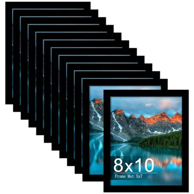 8x10 Picture Frame Set of 12, Display 5x7 with Mat or 8x10 Without Mat, Photo Fr