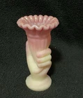 Vintage Fenton Burmese mini hand bud vase