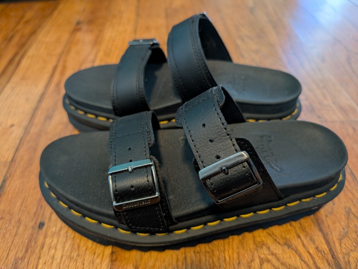 Dr. Martens Women's Myles Brando Black Leather Slide Sandals Sz 6 New W/O Box View 4