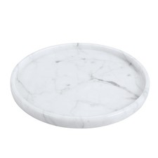 Decorative Round Marble Tray,8 Inches Diameter Natural White Stone Vanity