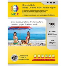 100 Sheets 8.5x11 Inch Matte Coated Inkjet Photo Paper 66lb 260gsm Double Sided