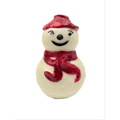 Vintage Snowman Leadless Wick Candle 7x4.5'' Strawbridge & Clothier Made In Italy