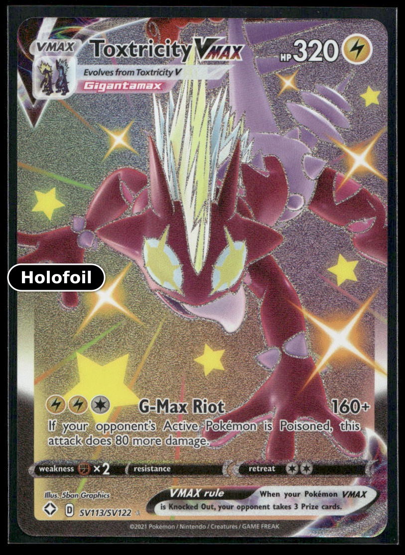 Toxtricity VMAX Holo Shining Fates: Shiny Vault SV113/SV122 NM Pokemon