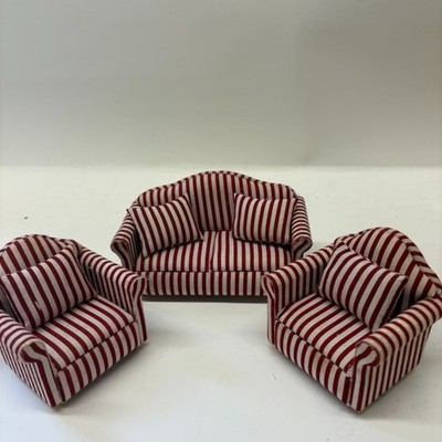 Puppenstubenmöbel - Sofa und Sessel Set im Maßstab 1:12, AQ47