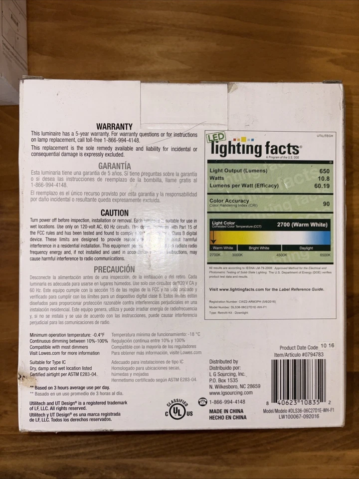 4X Utilitech LED 65w/10.8w 650 Lumens Recessed Retrofit Downlight - Image 3 of 3