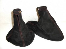 CUFFIA CAMBIO e FRENO per  ALFA ROMEO Giulietta in PELLE NERA scamosciata