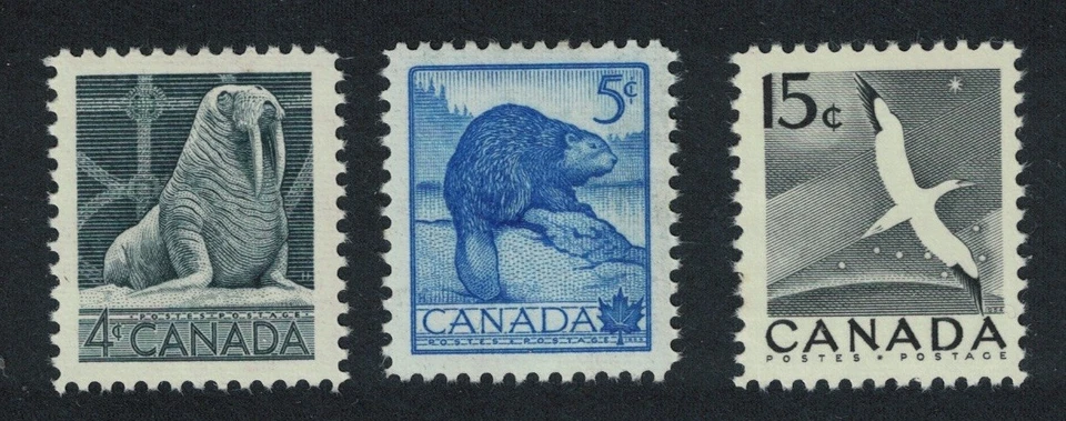 Canada Walrus Beaver Northern Gannet Bird 1954 MNH SG#472-474 - Image 1 of 1