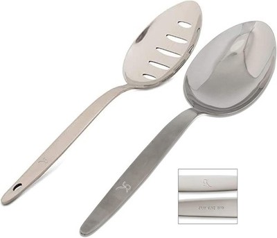 BNAZIND 2-Pack Chef Kunz Spoon |18/10 Stainless Steel Serving Large, Silver 