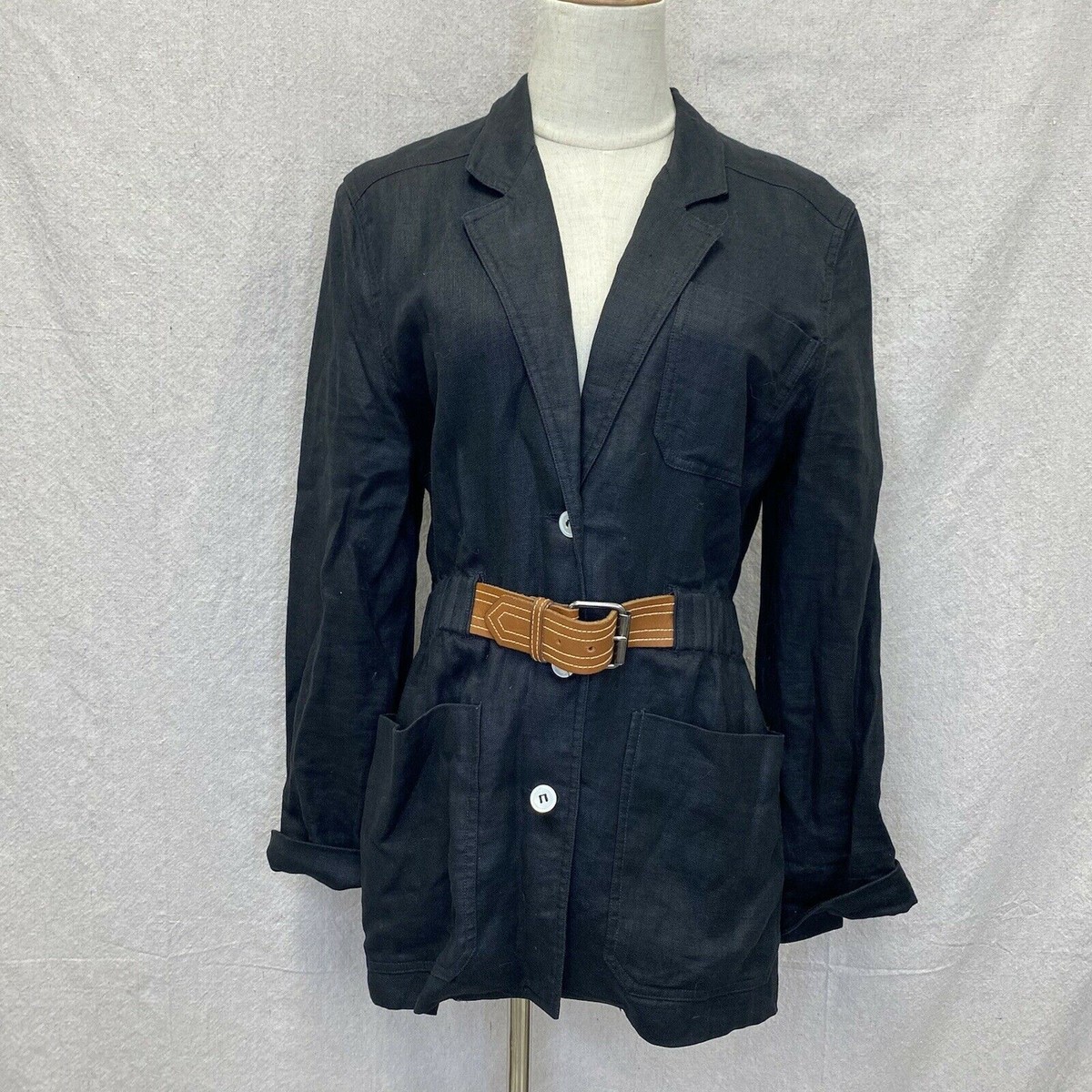 Vintage Liz Claiborne Black built in belt linen utility