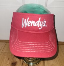 Wendy's Dave Thomas Foundation Hat Red Employee Uniform Restaurant Cap Visor