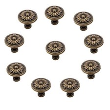 Metal Flower Cabinet Knobs 10 Pcs Bronze Tone Pull Handle
