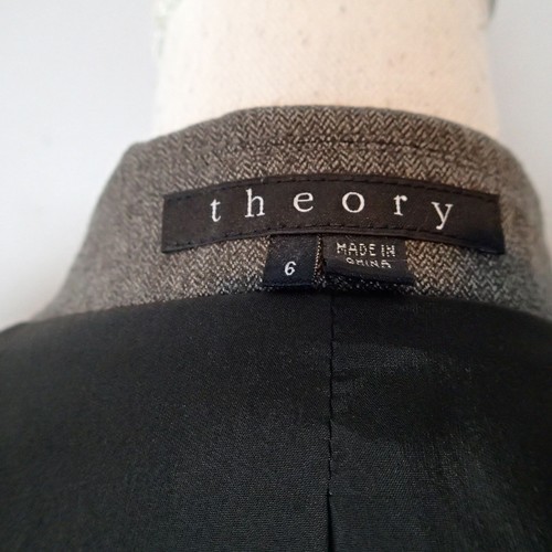 Theory Gabe B mix blazer jacket 6 wool bl brown beige - Picture 10 of 12