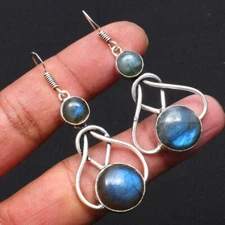 Labradorite Gemstone Ethnic Handmade Drop Dangle Earrings Jewelry EE-001