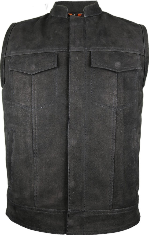 Men's jeans leather vest biker vest waistcoat club vest rocker vest motorcycle vest
