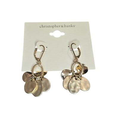 Christopher & Banks Women's Gold Plated Leverback Dangle Earrings NWT