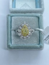 2Ct Pear Cut Yellow Citrine Simulated Halo Engagement Ring 14K White Gold Plated