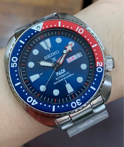 Seiko SRPA21K1 Prospex Turtle PADI Automatic Diver Pepsi Bezel Blue Dial  Watch | eBay