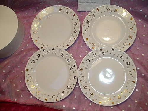 NIB, "4 THE PAMPERED CHEF 8" DESSERT / SALAD PLATES", Christmas Holiday Stars - Picture 9 of 10