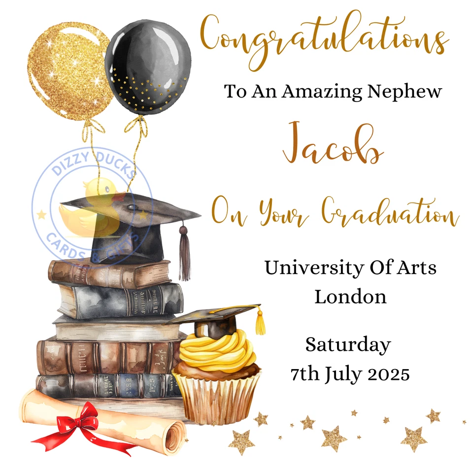 Personalised Graduation Congratulations Card University Books Male Son Grandson - Image 4 of 4