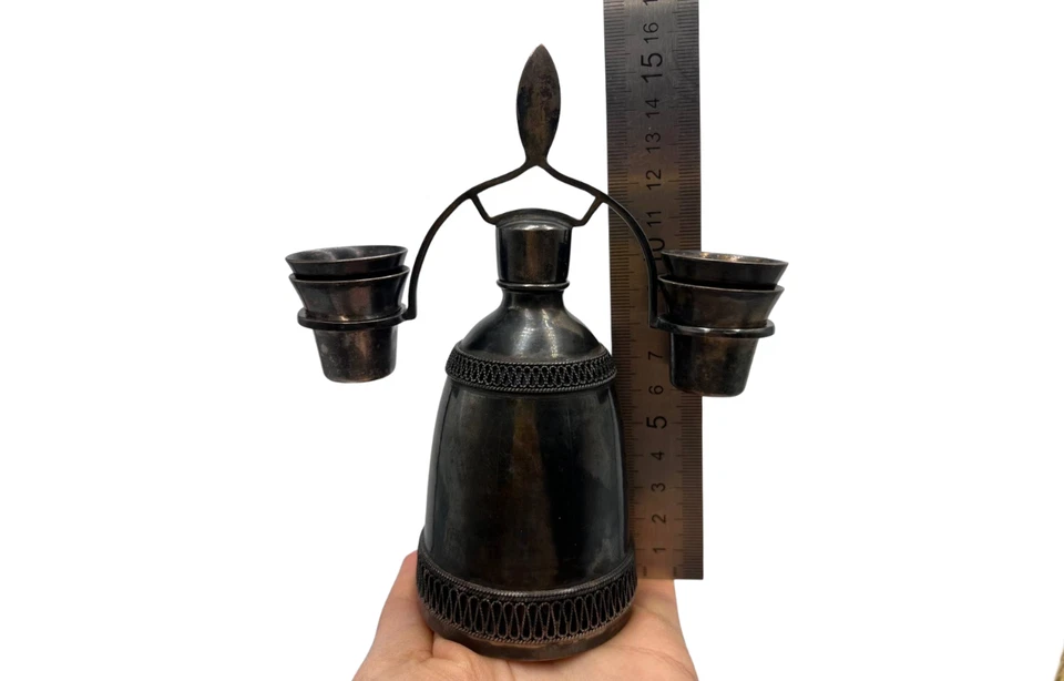 古董饮料器伏特加稀有套装银色俄罗斯 84 标记杯 250 克玻璃杯 4 件 — 第 3/4 张图片