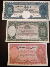Reproduction Set Australia King George VI 10 Shillings £1, £5 1938-41 Pounds