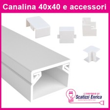 CANALINA PASSACAVI CANALETTA 40x40 PER CAVI ELETTRICI IN PLASTICA BIANCO 4 metri