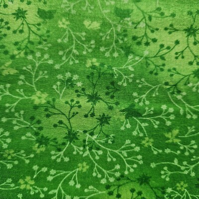 Baumwollmischgewebe - Smaragdgrün Blumen Schmetterling - Bastelmaterial Meterware
