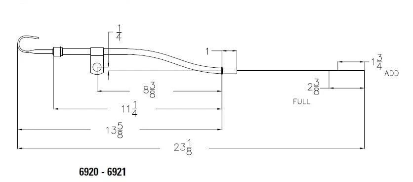 Varilla de medición y tubo de aceite Mr Gasket 6920 para bloque pequeño Ford 260 289 y 302 62-78 Foto 2 de 2