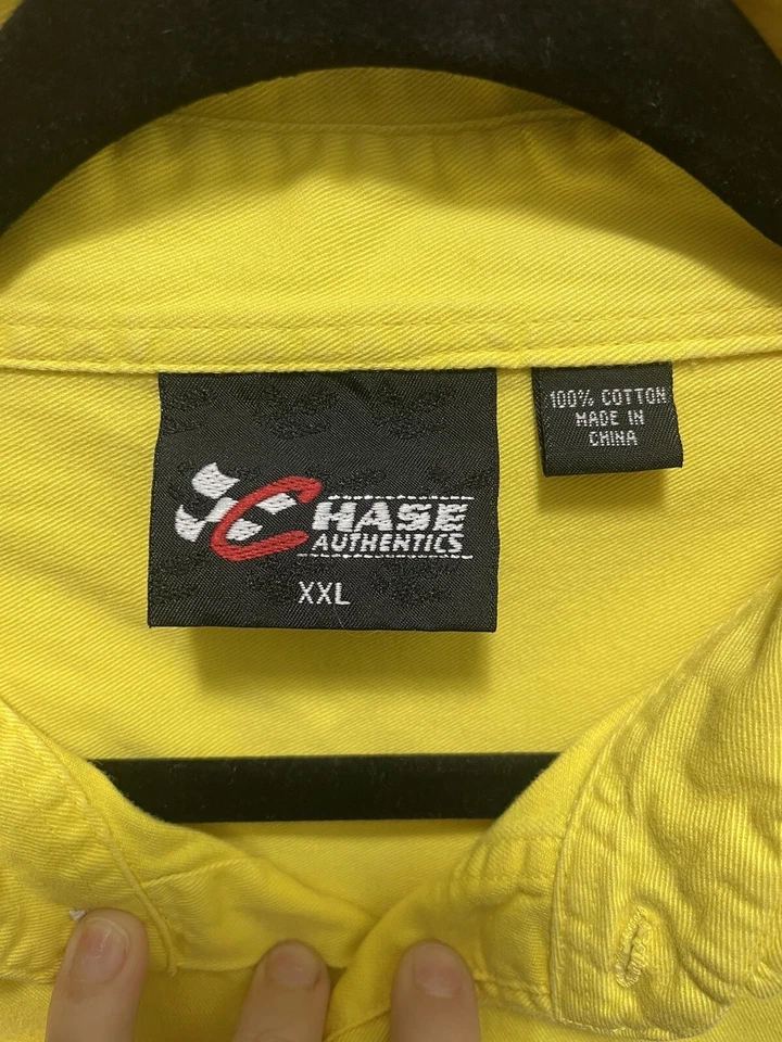 Camisa con botones Chase Authentics amarilla NASCAR para hombre Foto 4 de 4