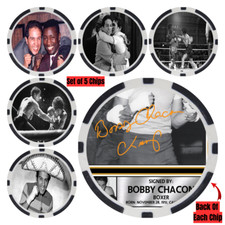 BOBBY CHACON - BOXING HALL OF FAME - SET OF 5 POKER CHIPS - *SIGNED/AUTO*