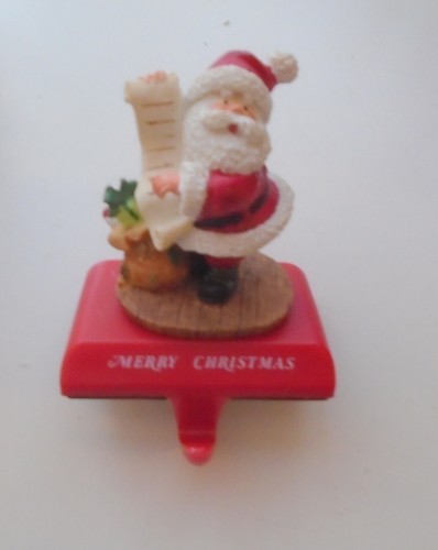 Vintage Weihnachtsmann Werkbank Weihnachten Weihnachtsmann mit Wunschzettel Kaminsims Haken Strumpf Halter Aufhänger - Bild 1 von 3