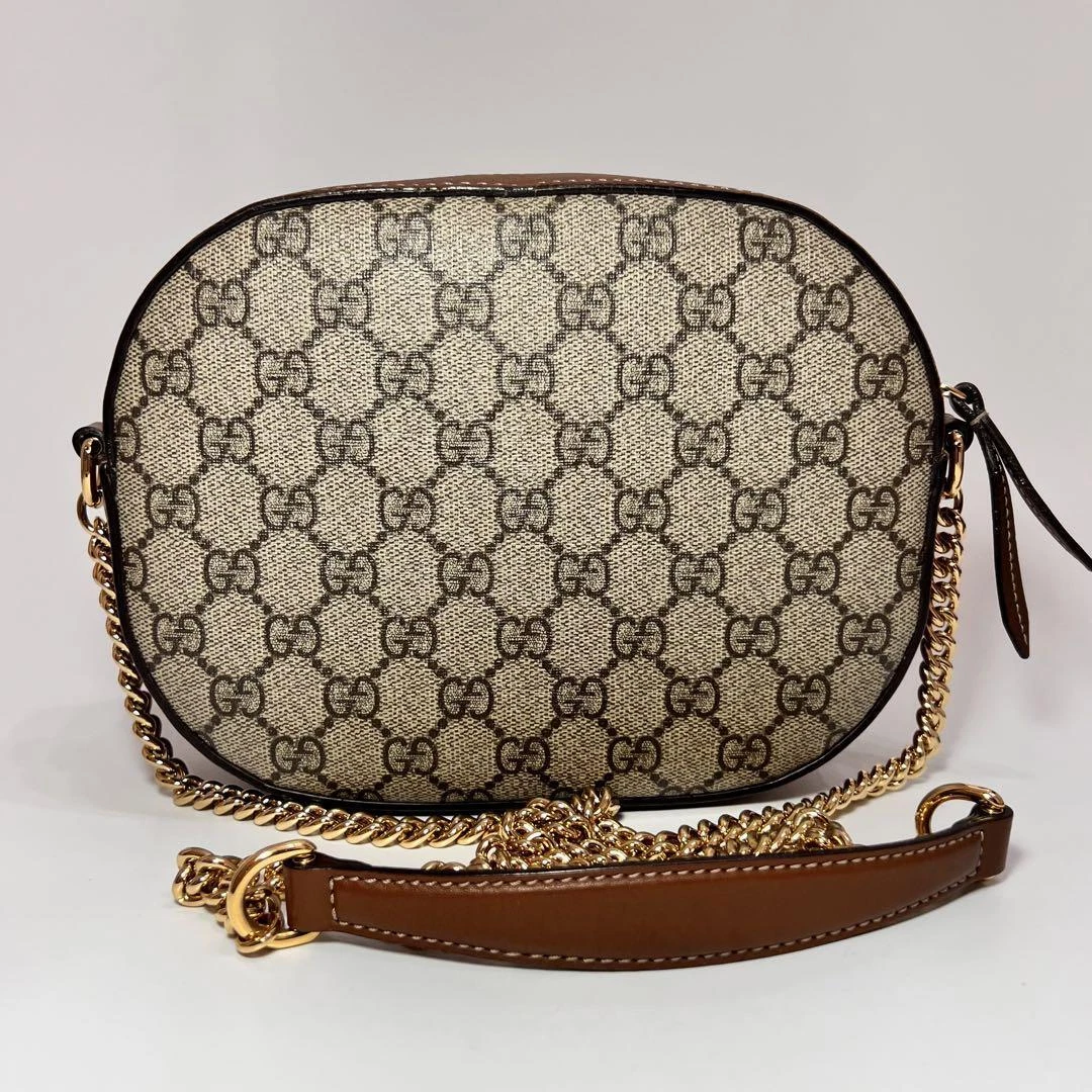 Gucci chain shoulder bag GG Supreme canvas floral embroidery 409535 520981 used