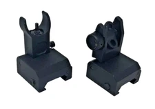 Front & Rear Flip Up Backup Iron Sight Set BUIS, Adjustable, Black Aluminum