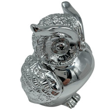 Statuina Gufo laminato in argento Firmato Made in Italy come Bomboniera Souvenir