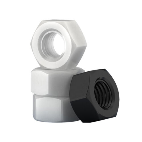 Tuercas completas hexagonales de plástico tuerca de nailon métrica aislada M2 M3 M4 M5 M6 M8 a M20 - Imagen 2 de 36