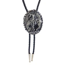 End of Trail Horse Bolo Tie Adjustable 36 inch Cord Antique Silver Made in USA
