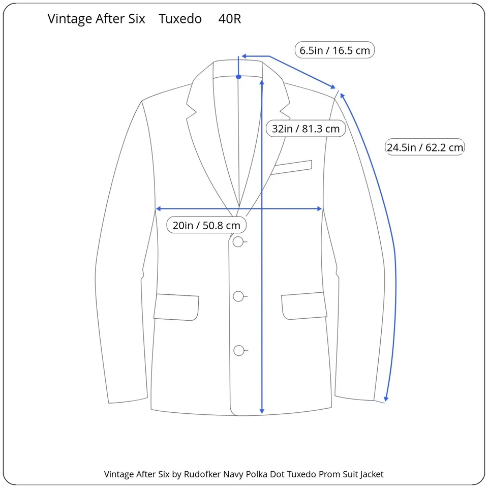 Traje De Colección After Six por Rudofker Azul Marino Lunares Años 70 Hombres Chaqueta Formal Foto 3 de 4