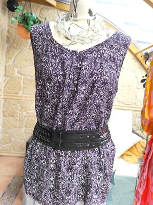 Betty  & Co. Shirt Bluse Tunika M L 38 40 T-Shirt Blusenshirt Top Lila Weiß ung.