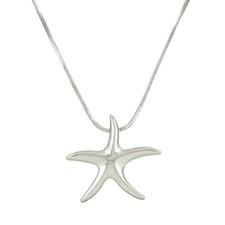 Starfish Necklace Plain Metal Pendant 1 1/8" Sea Beach Surfer Jewelry SILVER