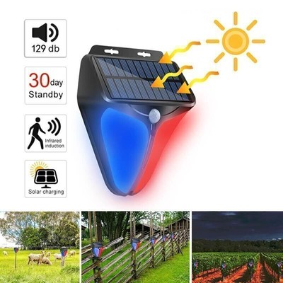 Wireless Outdoor Solar Powered Strobe Light Siren Waterproof Flash Alarm La W9P1