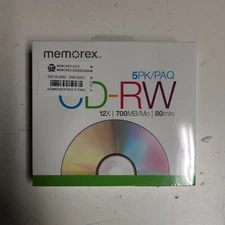 Memorex High Speed CD-RW 12x 700MB 80 Min 5 Pack New Factory Sealed