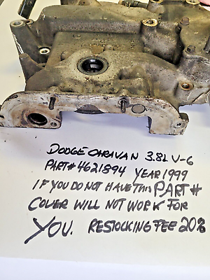 98a010 Engine Timing Cover 1995 Dodge Caravan 3.3 4621894 98a010 Engine Timing Cover 1995 Dodge Caravan 3.3 4621894