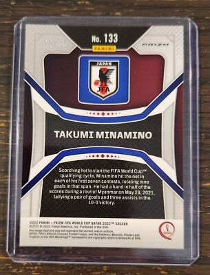 2021-22 Prizm World Cup Qatar Takumi Minamino Break Away Purple