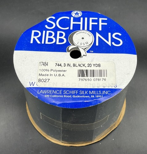 3" x 20yd Black Schiff Grosgrain Ribbon Roll NEW - Picture 2 of 2